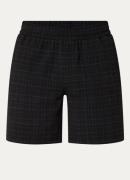 OLAF Straight fit korte broek met ruitdessin en structuur