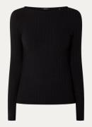 OPUS Sovke top met boothals en ribstructuur