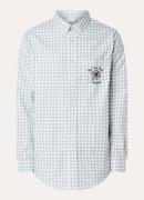 Drôle de Monsieur Slogan Rose regular fit overhemd met ruitdessin en l...