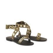 Leren sandalen met oogjes, enkelbandje