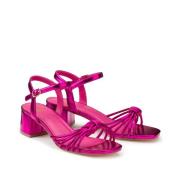 Metallic sandalen met smalle bandjes en hak