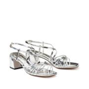 Sandalen met smalle bandjes en hak, spiegeleffect