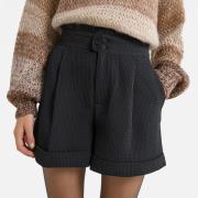 Short in gewafelde stof, hoge taille