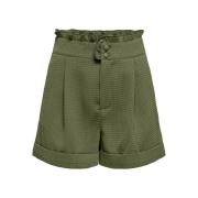 Short in gewafelde stof, hoge taille