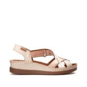 Sandalen in leer met sleehak