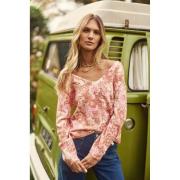 Trui met bloemenprint en V-hals, lange mouwen, MARGOT
