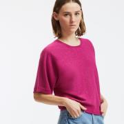 Trui met ronde hals in glanzend fijn tricot