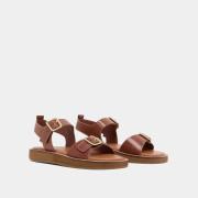 Lederen platte sandalen Woma