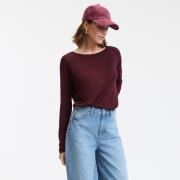 Trui met ronde hals in fijn tricot, lange mouwen