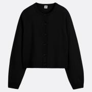 Cardigan met ronde hals in fijn tricot van 100% wol