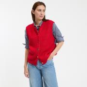 Vest met knoopsluiting, ronde hals, grof tricot