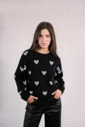 Trui in tricot met hartjesmotief