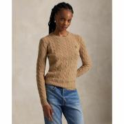 Trui met ronde hals, kabeltricot van wol en kasjmier