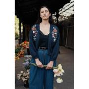 V-hals vest met bloemenborduursel, LUNAMI