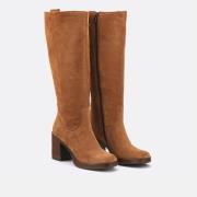 Leren laarzen met hak, vierkante top