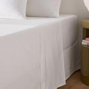 Effen plat laken in katoensatijn, Opale