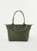 Longchamp Le Pliage Green schoudertas S met leren details