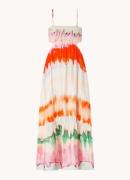 MAAJI Natasha maxi jurk met tie-dye dessin en smockwerk