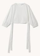 Reiss Immy cropped blouse in linnenblend met gestrikt detail