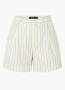 Ralph Lauren High waist straight fit korte broek in linnenblend met st...