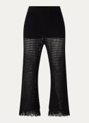 Sisley High waist flared fit cropped pantalon met opengewerkt dessin
