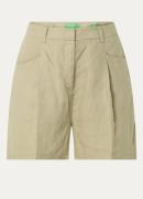 Benetton High waist straight fit korte broek van linnen