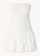NIKKIE Cannes strapless mini jurk met smockwerk en opengewerkt dessin
