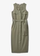 Reiss Elin midi blousejurk met strikceintuur