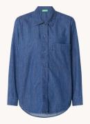 Benetton Blouse van chambray met borstzak