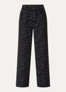 Refined Department High waist wide leg jeans met zebraprint