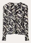 Neo Noir Indy semi-transparante blouse met zebraprint