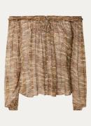 Isabel Marant Vutti semi-transparante off-shoulder top met print