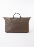 Longchamp Le Pliage Green reistas M met leren details