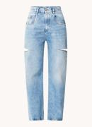 Maison Margiela High waist wide leg jeans met ripped details