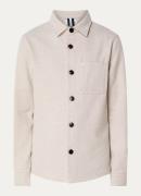 Profuomo Herringbone overshirt in wolblend met borstzak