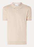 Selected Homme Fijngebreide regular fit polo in biologische katoenblen...