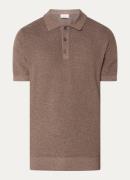 Profuomo Fijngebreide slim fit polo in linnenblend