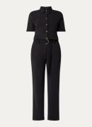 Expresso Straight fit jumpsuit met steekzakken en ceintuur