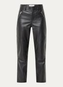 ba&sh Alios high waist tapered fit broek van lamsleer