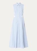 Sandro Midi blousejurk met streepprint en broderie