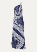 Sandro One shoulder midi jurk met paisley dessin