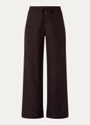 OPUS Mileni high waist wide fit pantalon van linnen