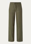 OPUS Mileni high waist wide fit pantalon van linnen