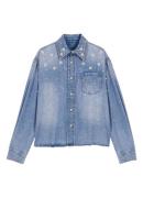 Maje Denim blouse met geborduurde kralendetails