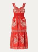Rails Fawn midi jurk met broderie en smockwerk