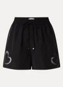 Fabienne Chapot High waist loose fit korte broek in linnenblend