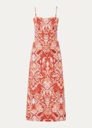Farm Rio Midi jurk met print en spaghettibandjes