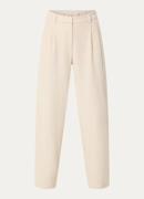 Selected Mara high waist straight fit pantalon in linnenblend met stee...
