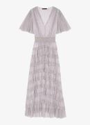 Maje Midi jurk met volant en lurex