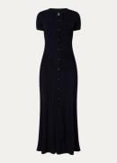 Sandro Midi blousejurk met ribstructuur